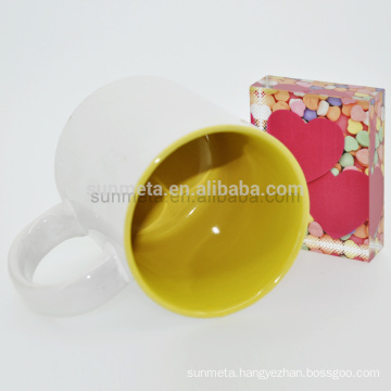 white ceramic coffee mug with inner color for sublimation, bulk buy from China